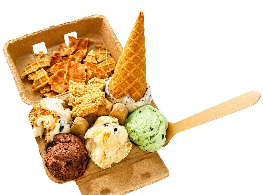 Egg Carton Sampler with six mini scoops of ice cream
